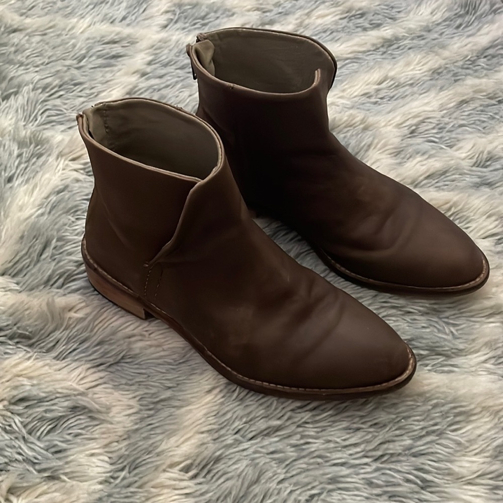 Free People Brown Leather Ankle Boots